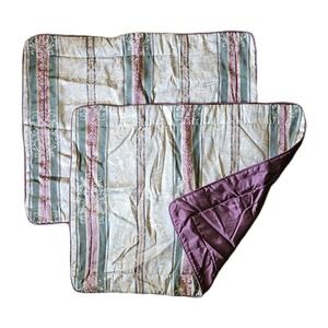 Croscill Standard Shams Burgundy Green Gold Stripe Damask Traditional Academia